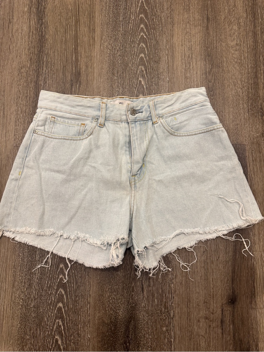 Quiksilver Light Blue Distressed Denim Shorts